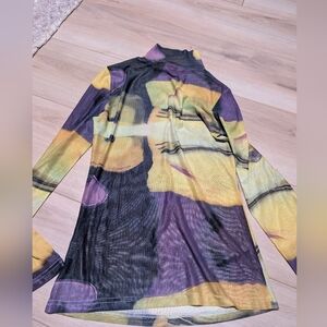 SHEIN Multicolor Abstract Long Sleeve Top